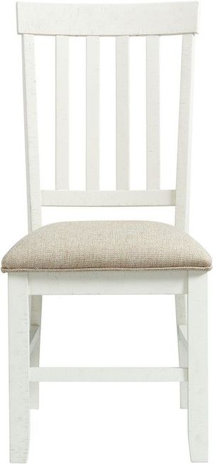 Elements International Stone White 2-Piece White Slat Back Side Dining Chair