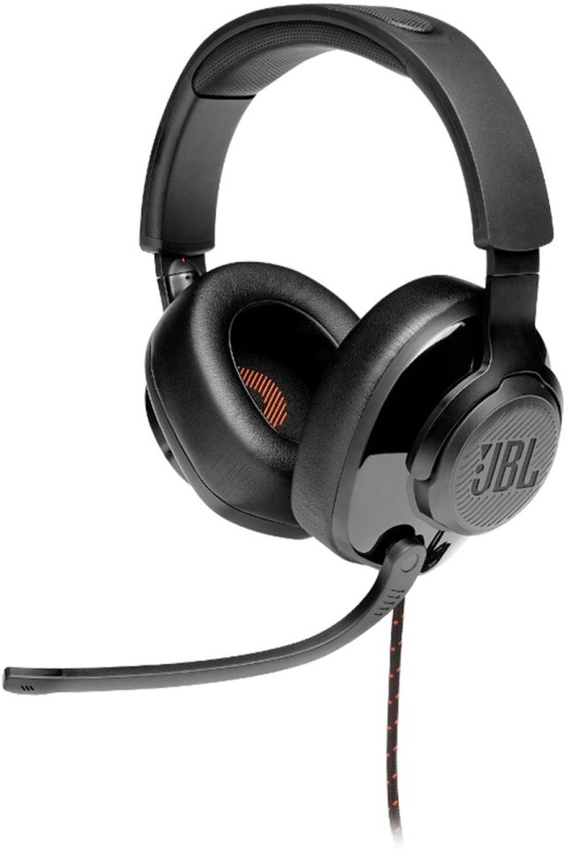 JBL Quantum 200 Black Wired Over-Ear Gaming Headphones with Mic