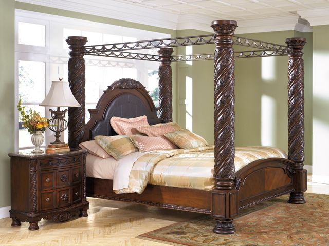 Millennium® By Ashley® North Shore Dark Brown California King Canopy Bed-1