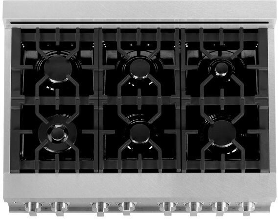 ZLINE 36" DuraSnow® Black Matte Pro-Style Gas Range 1