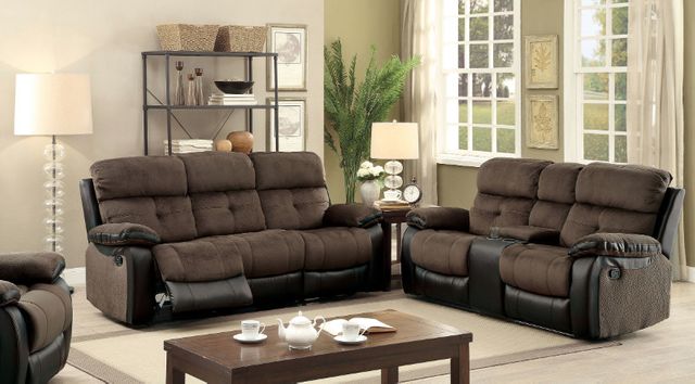 Furniture of America® Hadley I 2-Piece Brown/Black Sofa and Loveseat