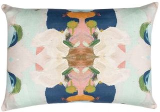 Laura Park Designs Monet's Garden Navy 14" x 20" Lumbar Pillow