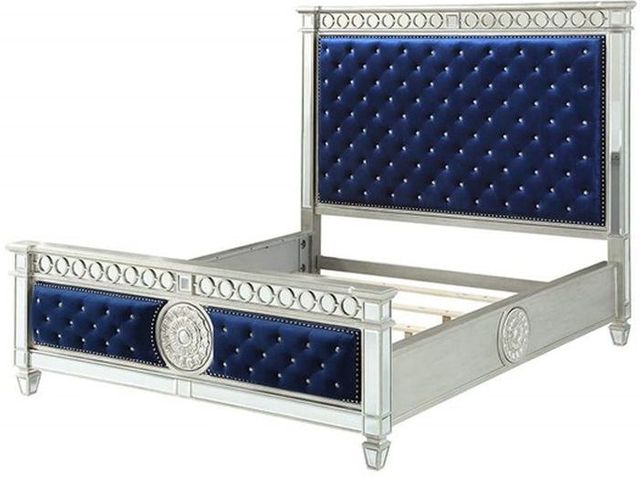 ACME Furniture Varian Blue and Silver Eastern King Upholstered Bed