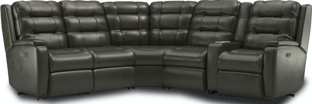 Flexsteel® Arlo Black Power Reclining Sectional with Power Headrests and Lumbar