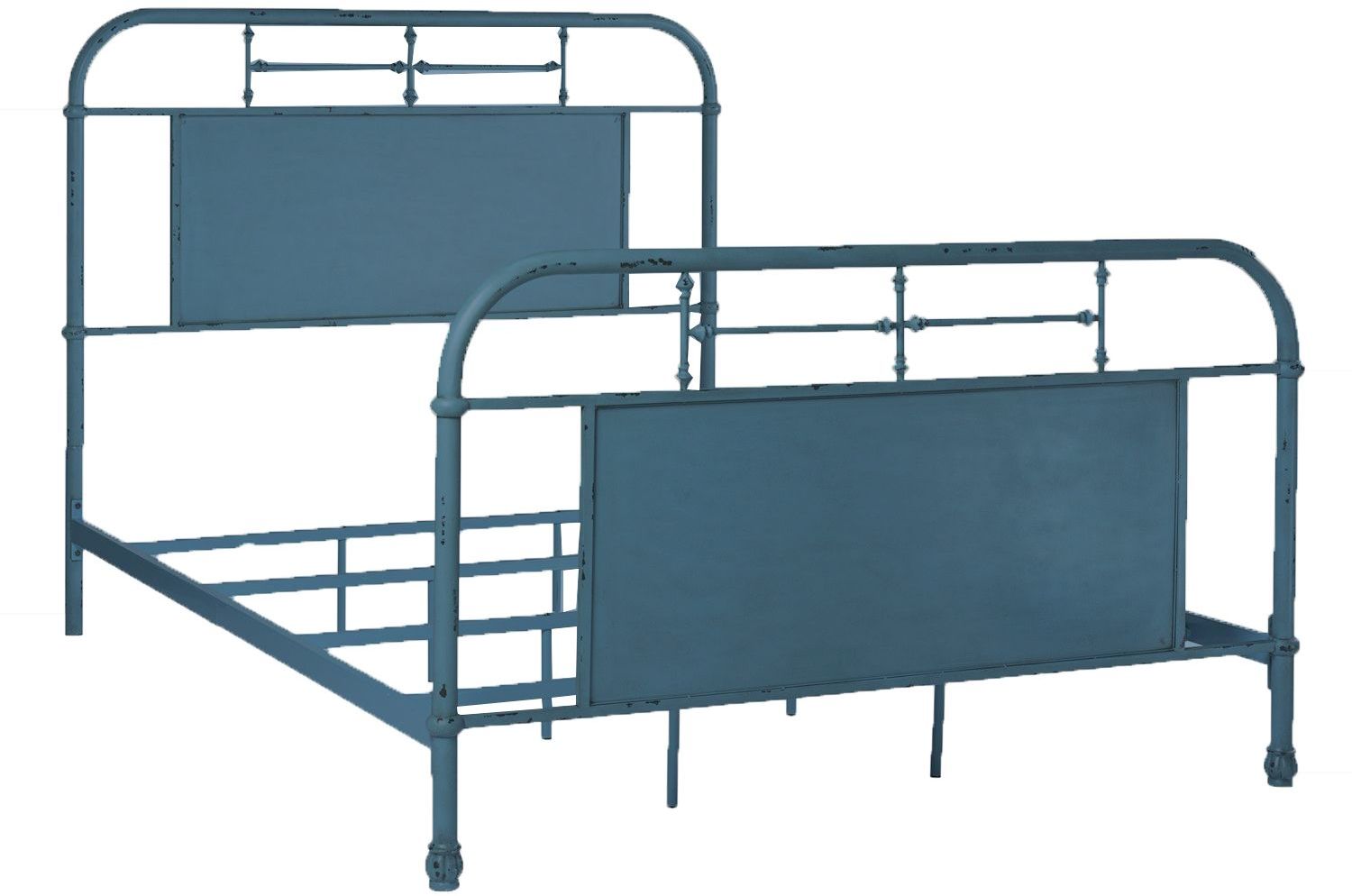 Liberty Furniture Vintage Distressed Blue King Metal Bed