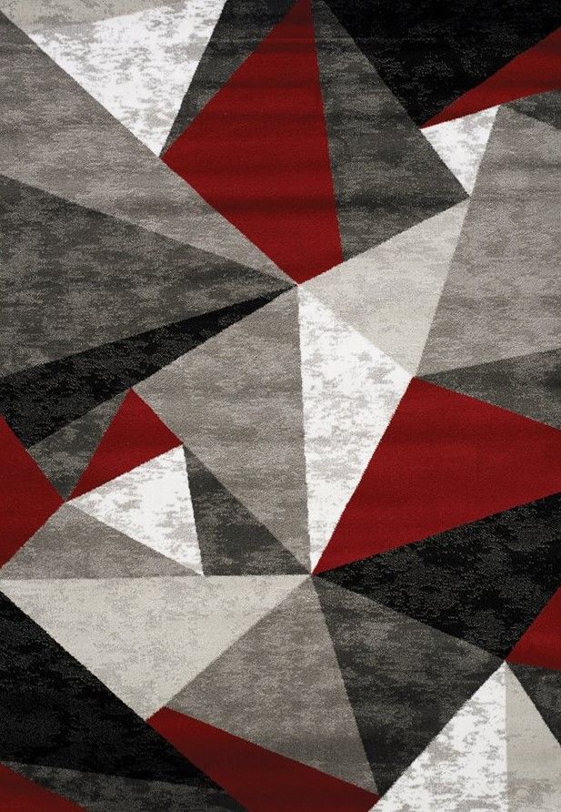 Tapis de 3,11 x 5,7" Platinum, gris, blanc, rouge, noir, Kalora Interiors® 0