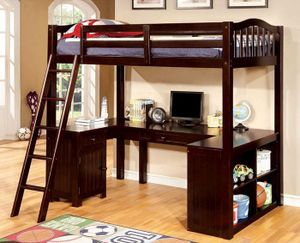 Furniture of America® Dutton Dark Walnut Twin Loft Bed with Desk