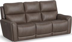 Flexsteel® Carter Brown Power Reclining Sofa with Console and Power Headrests and Lumbar