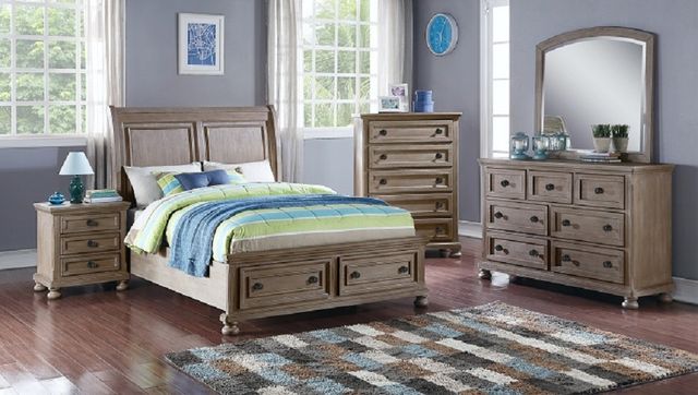 New Classic® Home Furnishings Allegra 4-Piece Pewter Youth Full Sleigh Storage Bedroom Set-0