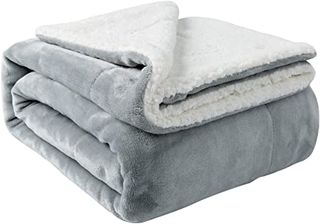 Malouf Grey Sherpa Blanket