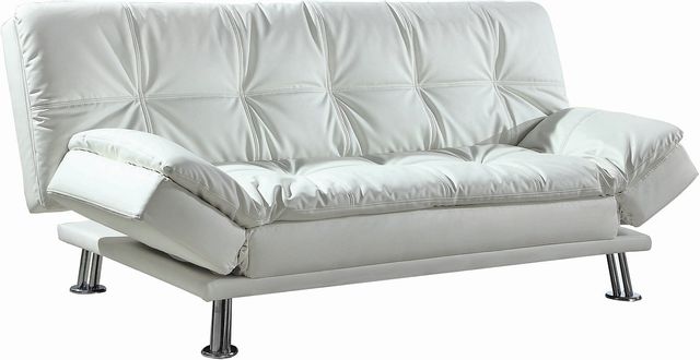 Coaster® Dilleston White Tufted Back Upholstered Sofa Bed-0