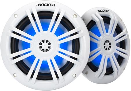 KICKER® KM-Series White 6.5" Blue-LED Coaxial Marine Speaker 3