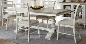 Liberty Whitney 5-Piece Antique Linen/Weathered Gray Trestle Table Set