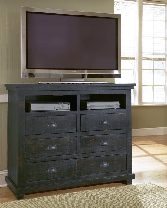 Progressive® Furniture Willow Distressed Black Media Chest-1