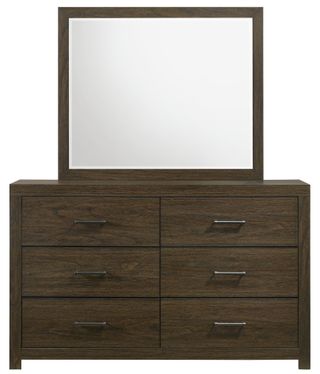 Elements International Hendricks 2-Piece Walnut Dresser and Mirror Set