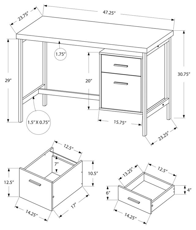 Computer Desk, Home Office, Corner, Left, Right Set-Up, Storage Drawers,  80L, L Shape, Work, Laptop, Metal, Laminate, Black, Grey, Contemporary,  Modern, Big Sandy Superstore