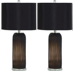 Signature Design by Ashley® Abaness 2-Piece Black Glass Table Lamp Set