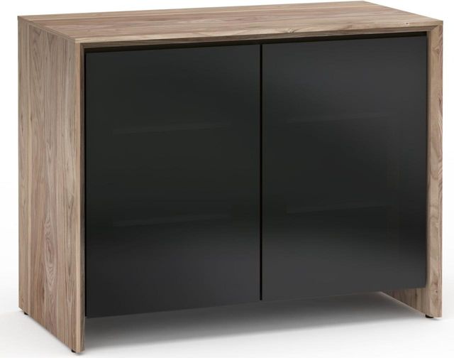 Salamander Designs Barcelona 323 Av Cabinet Natural Walnut Black Glass C Ba323 Nw Bg Bekins Grand Rapids And Grand Haven Mi