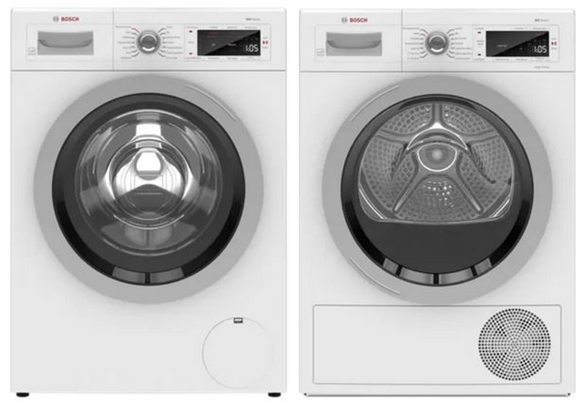 Bosch 500 Series Smart 24" Compact Front Load Washer + Heat Pump Dryer Pair with Home Connect