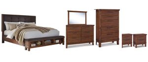 Signature Design by Ashley® Ralene 6-Piece Medium Brown King Upholstered Panel Bed Set