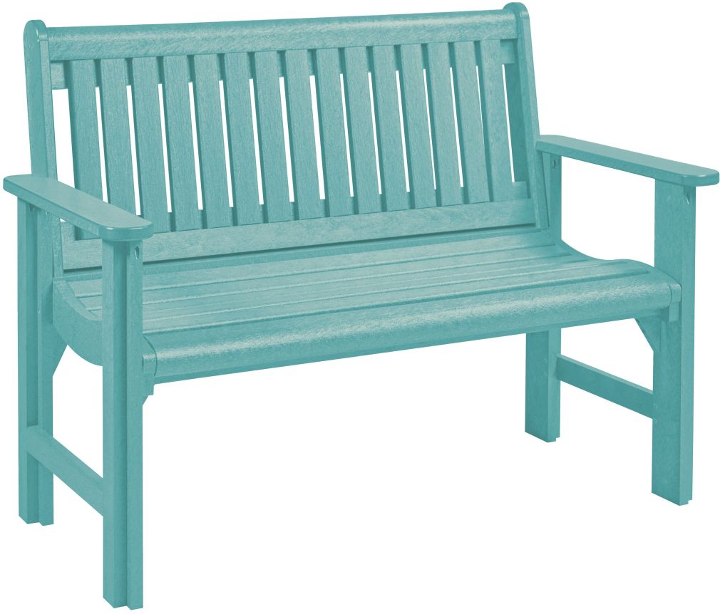 turquoise outdoor bench