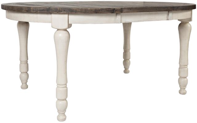 Jofran Inc. Madison County Barnwood Round to Oval Dining Table with Vintage White Base