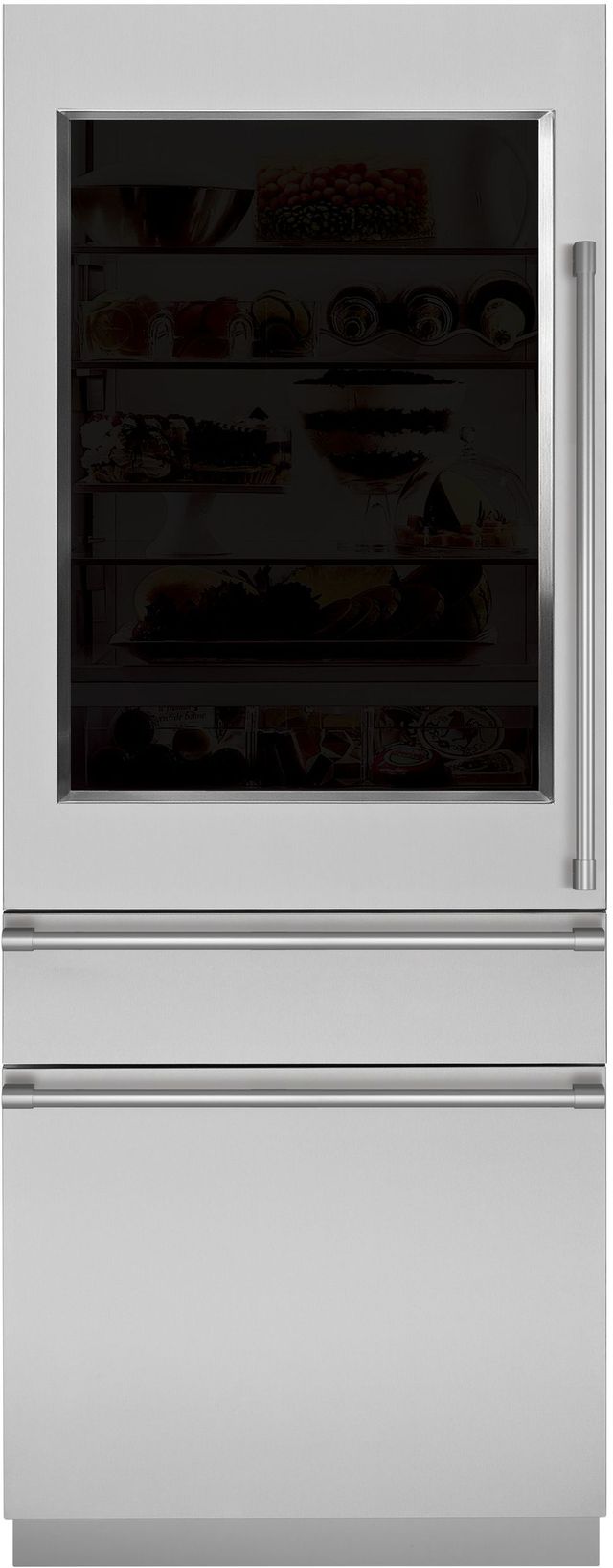 Monogram 15.83 Cu. Ft. Custom Panel Framed Glass Door Bottom Freezer Refrigerator-2
