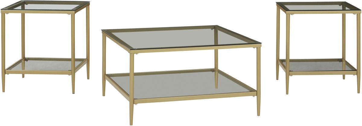 Signature Design by Ashley® Zerika 3 Piece Gold Occasional Table Set