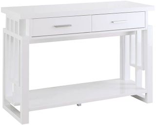 Coaster® Glossy White Rectangular 2-Drawer Sofa Table High