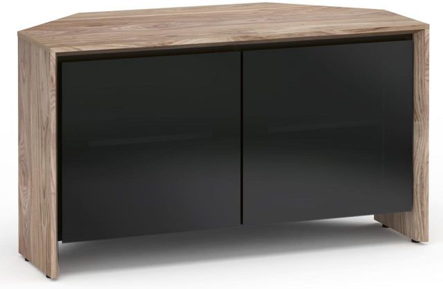 Salamander Designs® Barcelona 221 Corner Cabinet-Natural Walnut/Black Glass 4