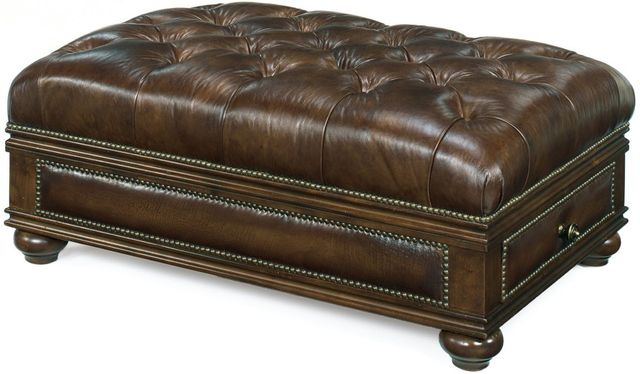Hooker® Furniture SS Cheshire Aged Heirloom Croc Borders/Constitution Justice Drawer Ottoman