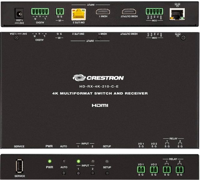 Crestron® 4K 2x1 Scaling Auto-Switcher and DM Lite® Extender over CATx Cable 2