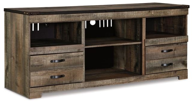 Signature Design by Ashley® Trinell Brown 63" Large TV Stand with Fireplace Option-0