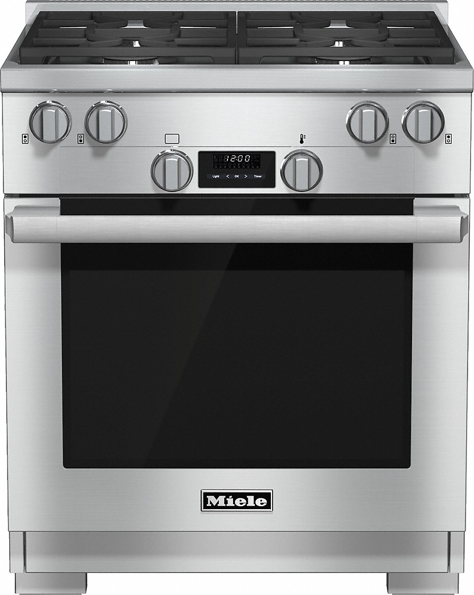 Miele 30" Clean Touch Steel Free Standing Dual Fuel Range