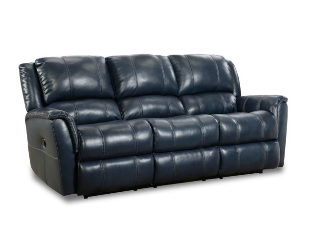 HomeStretch Mercury Blue Leather Reclining Sofa-0