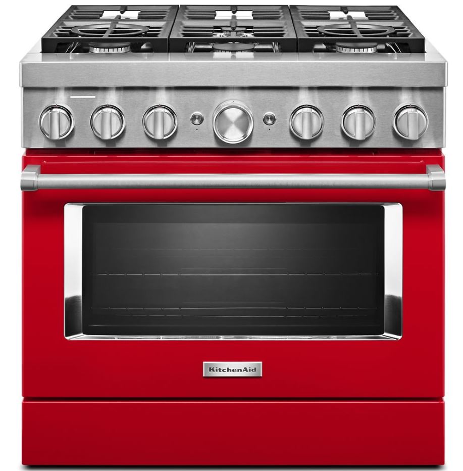 KitchenAid® 36" Passion Red Commercial-Style Free Standing Dual Fuel Range