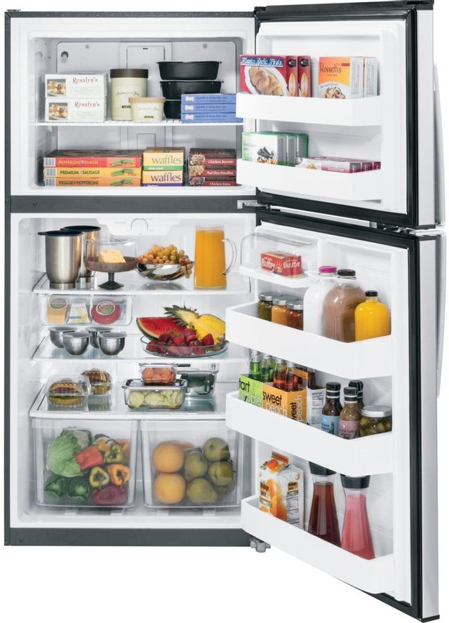 GE 21.2 Cu. Ft. Top Freezer Refrigerator-Stainless Steel-GTE21GSHSS *Scratch and Dent Price $978.00 Call for Availability* 1