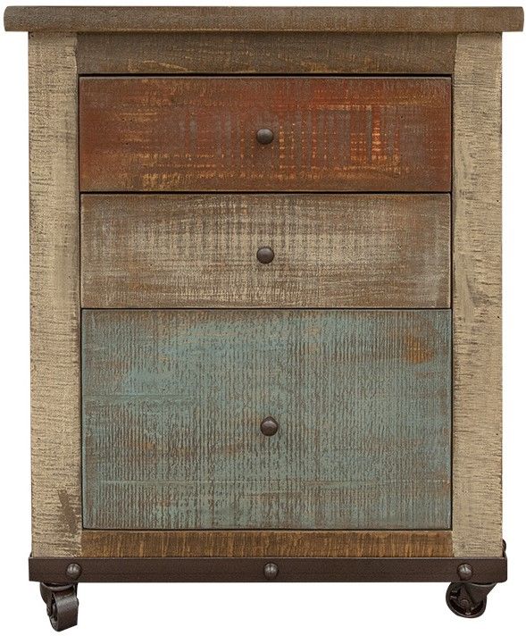 International Furniture Direct Antique Multi-Colored File Cabinet-1