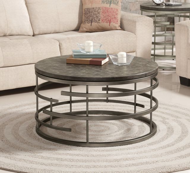Flexsteel® Halo Antiqued Concrete/Soft Silver Round Coffee Table 1
