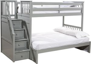 Hillsdale Furniture Schoolhouse Gray Twin/Full Youth Stair Bunk Bed
