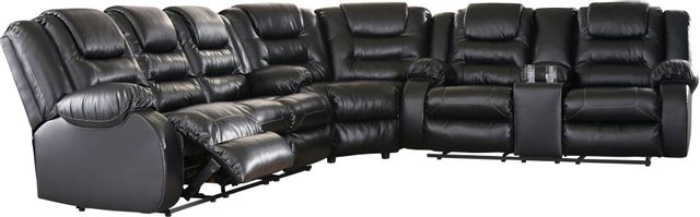 Signature Design by Ashley® Vacherie Black Double Reclining Loveseat with Console 2