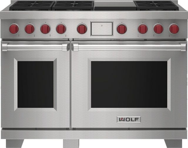 Wolf® 48" Stainless Steel Freestanding Dual Fuel Liquid Propane Range and Infrared Charbroiler-0
