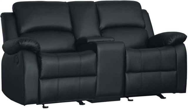 Homelegance® Clarkdale Black Double Reclining Glider Loveseat with Center Console