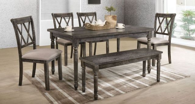 ACME Furniture Claudia II Weathered Gray Dining 6 Piece Dining Set