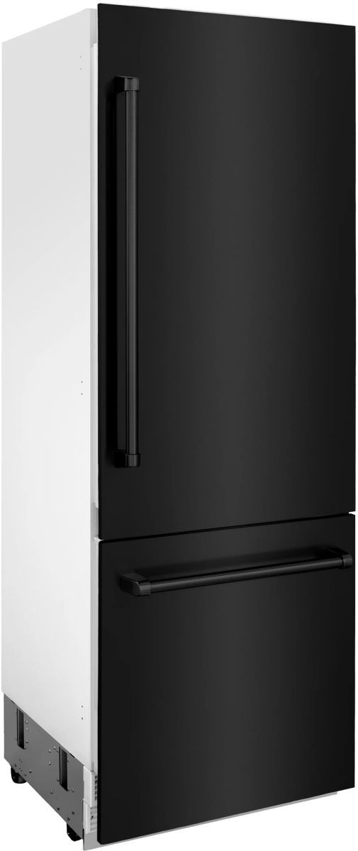 Zline 161 Cu Ft Black Stainless Steel Built In Counter Depth Bottom Freezer Refrigerator 8945