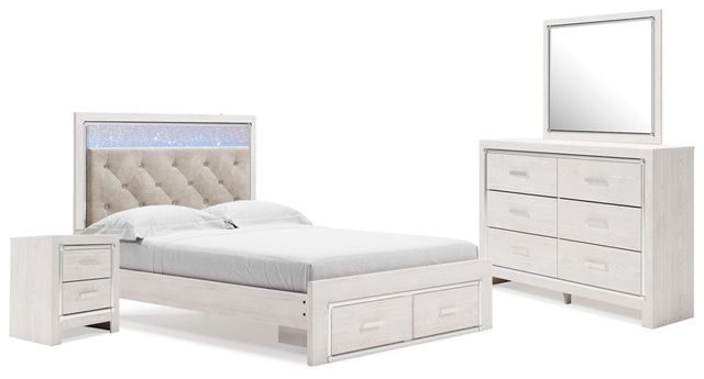 Signature Design by Ashley® Altyra 4-Piece White Queen Upholstered Storage Bed Set