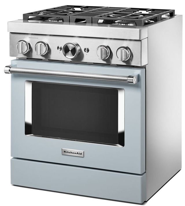 KitchenAid® 30" Misty Blue Commercial-Style Free Standing Dual Fuel Range 3