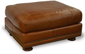 USA Premium Leather Furniture 9055 Brandy Gator All Leather Ottoman