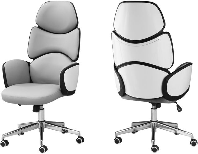 Monarch Specialties Inc. Grey Leather Look High Back Executive Chair