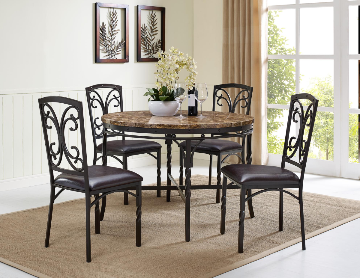 Bernards Tuscan Casual 5 Piece Round Dining Table and Chair Set